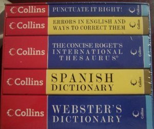 Paperback Collins Reference Library (Webster's Dictionary, Spanish Dictionary, Concise Roget's International Thesaurus, Errors in English, Punctuate it Right!) Book