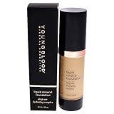 Youngblood Clean Luxury Cosmetics Liquid Mineral Foundation, Sand | Dewy Mineral Lightweight Full Coverage Makeup for Dry Skin Poreless Flawless Tinted Glow | Vegan, Cruelty-Free, Gluten-Free