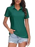 TACVASEN Women Polo Short Sleeve SPF Shirts Lady Golf Shirts Dry Fit UPF 50+ Collar Shirt for Tennis Sports, E Green, S