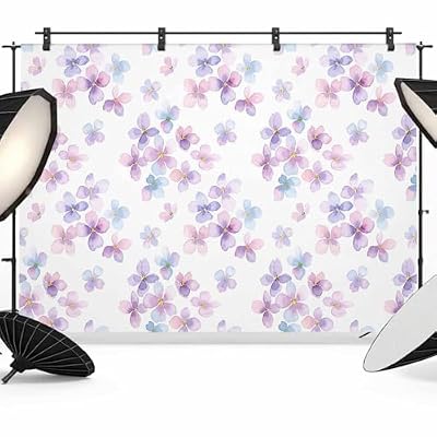 Purple Pink Flowers Backdrop 7x5ft Spring Floral Aesthetics Photography Backdrop Fabric Photoshoot Background Tapestry Banner for Birthday Baby Shower Decoration Party Video Photo Studio Props