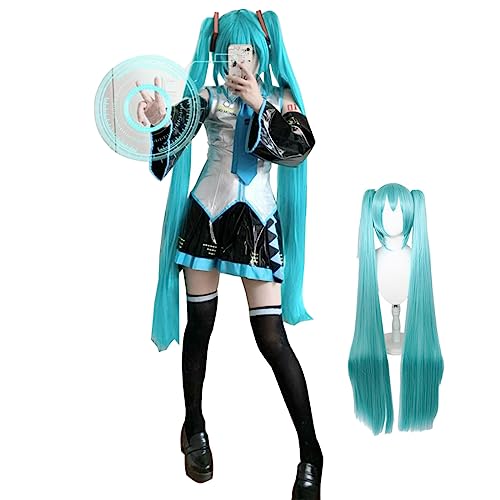 AKTOTO Anime-Cosplay-Kostüm für Damen, Halloween, Cosplay, komplettes Set von Uniformen mit Perücke, Pferdeschwanz-Zopf