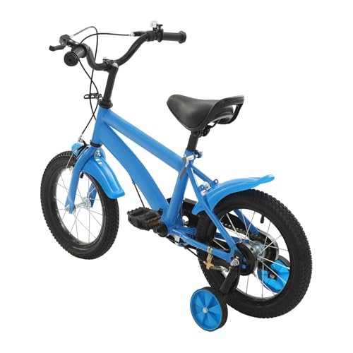 HPDTZ 14'' Children's Bicycle, Children's Learning Bicycle, Kids Bike for Children Ages 3-5, 14 inch Wheels with Stabilisers (Blue)
