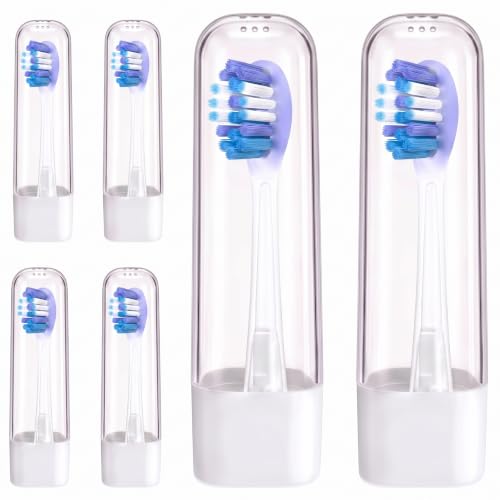 Image of Replacement Brush Heads with Clear Protective Caps, Compatible with uSmile P20 Pro,P20 Prox,Y20 Pro Sonic Electric Toothbrushes (White Soft)