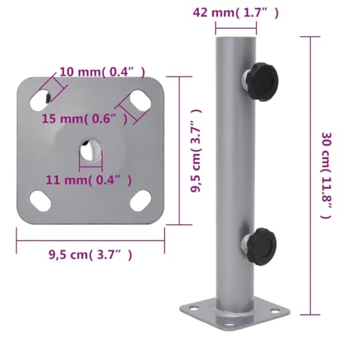 Support de parasol en acier robuste au design argenté durable - 3