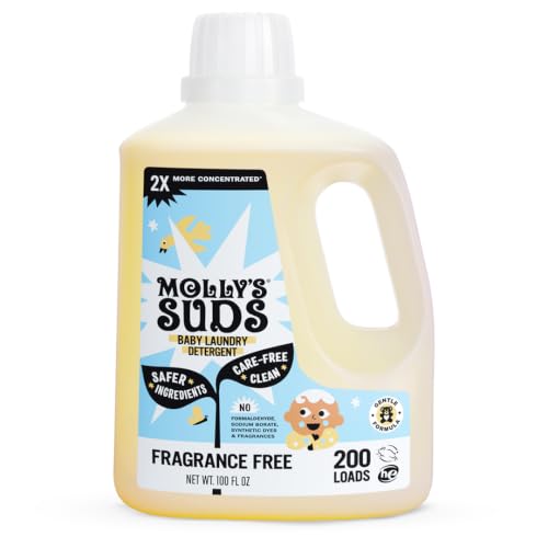 Image of Molly's Suds Baby Liquid Laundry Detergent | Removes Formula, Poop & Spit-Up Stains | Extra Gentle for Infants, Babies, Toddlers (Fragrance Free, 200 Loads)