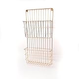 Two Tier Wall File Holder – Copper Plated Durable Metal Rack with Spacious Slots for Easy Organization, Mounts on Wall and Door for Office, Home, and Work – by Designstyles