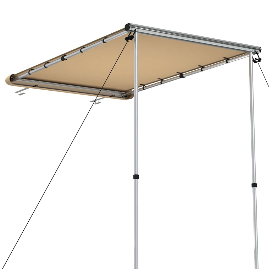 Mangloder Wohnwagen-Markise 2,4x2,5x2,15 m Beige aus Aluminium und Polyester für Camping, Outdoor, Festivals, Garten, Strand und Reisen, leicht, wasserdicht, inklusive Aufbewahrungstasche