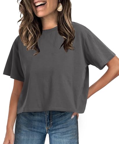 Image of UNCLECAT Womens Short Sleeve Crop Tops Summer Basic Cropped T Shirts