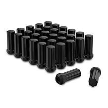 Richeer 32pcs M14x1.5 Lug Nuts for Silverado Suburban Express Sierra ram 2500 3500 F250 F350,14x1.5 Black Lug Nuts 7 Spline Closed End with Socket Key for 8 Lug Aftermarket Wheels