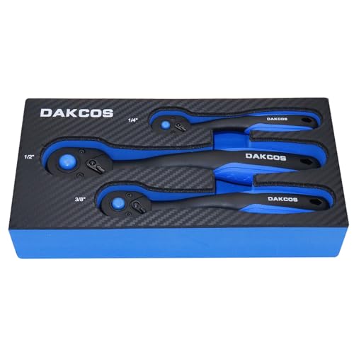 Dakcos Set Di Chiavi A Bussola Con Cricchetto Da 1/4", 3/8", 1/2", Con Impugnatura In Composito A Sgancio Rapido, Chiave Reversibile A 72 Denti