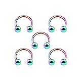 Orecchini a forma di ferro di cavallo, a forma di sfera, per cartilagine, setto nasale, labbro, trago, più colori e dimensioni e Acciaio inossidabile, 1 m (6 mm)., cod. HS RB 1xB3 6m P5