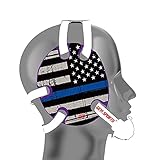 Geyi Wrestling Headgear with Thin Blue Line American Flag Wrap (Purple-Adult)
