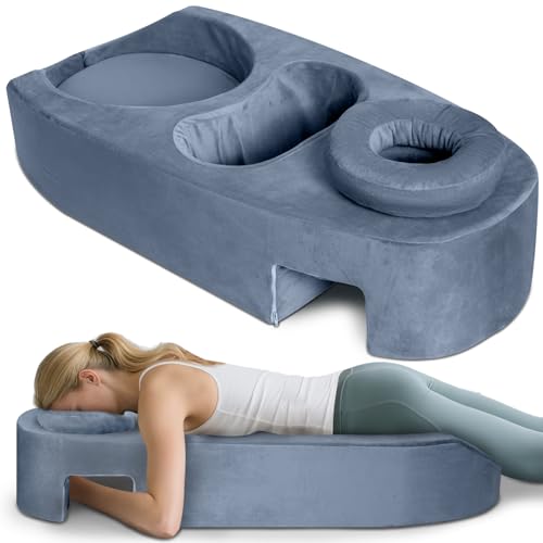 SAHEYER Pregnancy Massage Cushion & Headrest, Full Body Prenatal Bolster Release Lower Back Pain, Maternity Pillow After Breast Surgery, Pregnancy Stomach, Grey