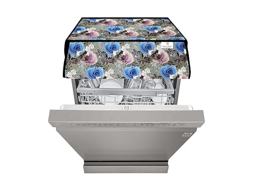 Image of Waterproof Dishwasher Cover for 12 to 15 Place Setting | Suitable with Bosch, LG, IFB, Hafele, Faber & More | Dustproof Appliance Protector Zip Cover Universal Fit-(63X63X88cms Design 6)
