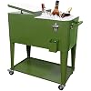 Nattork Portable Rolling Cooler Cart 80 Quart Ice Chest Cart Army Green Trolley Rolling Cooler with Wheels, Outdoor Beverage Ice Chest for Patio with Shelf, Water Pipe and Bottle Opener