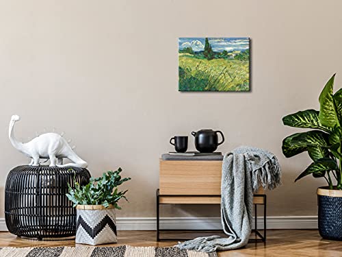 Wieco Art Modern Abstract Giclee Canvas Prints Wall Art Green Field 1889 By Van Gogh Famous Oil Paintings Reproduction Artwork Stretched And Framed Landscape Picture For Kitchen Home Office Decoration #TOP6