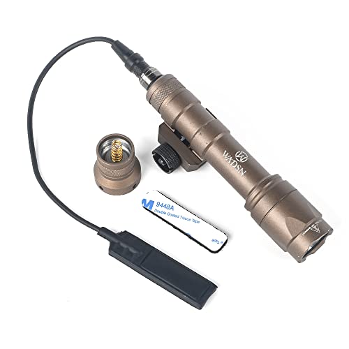 SBGJMY M600C Torcia Tattica Airsoft Torcia con pad a Pressione e Interruttore a Pulsante di Coda Torcia per Fucile da 600 Lumen per Sistema di Guida Picatinny da 20 mm (Abbronzatura)