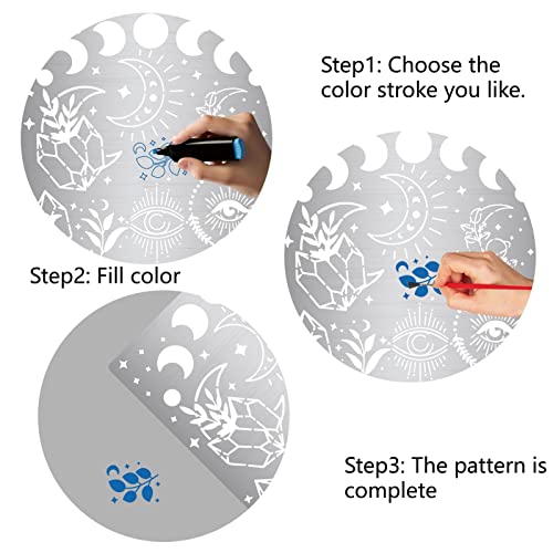 GORGECRAFT 6.3 Inch Metal Moon Phase Stencil Stainless Steel Template Reusable Stencils Journal Tool for Painting on Wood Burning Pyrography Engraving Canvas Decor Home DIY Craft Scrapbooking - Image 4