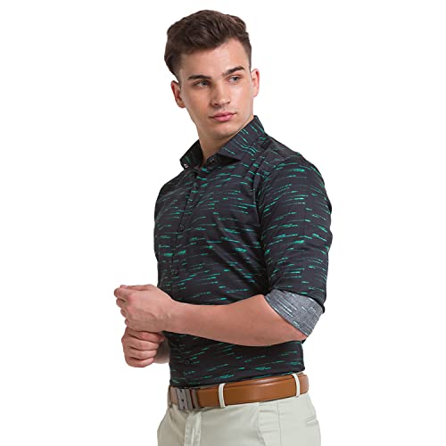 Image of Park Avenue Men's Pure Cotton Print Pattern Slim Fit Cut Away Collar Full Sleeve Casual Shirt