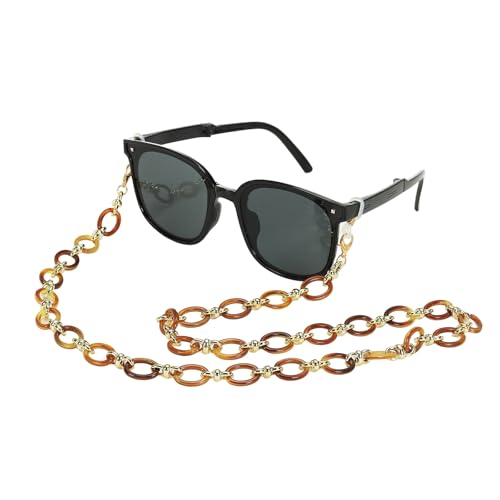 PATIKIL Glasses Lanyard for Sunglasses, Acrylic Glasses Chain Strap Adjustable Eyeglasses Holder Strap Chains Around Neck for Women Girls Sunglasses, Coffee/Gold