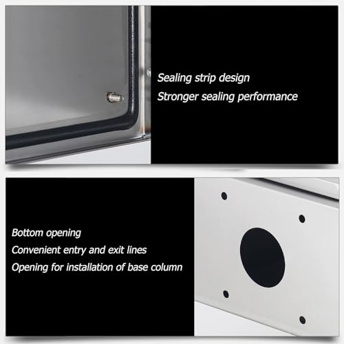 Scatola di derivazione elettrica in Acciaio Inox Resistente alle intemperie - Armadio di Giunzione da Pavimento da 100 cm con Piastra di Montaggio per progetti elettrici Esterni, Resistente
