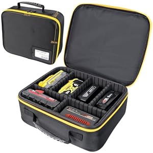 otuiaim 30 x 26 x 10 cm Tragbarer Werkzeug Hartschalenkoffer mit verstellbaren Trennwänden für Akkus & Ladegeräte, Werkzeugtaschen Werkzeugkoffer, Aufbewahrungstasche Wasserdicht Stoßfest - M