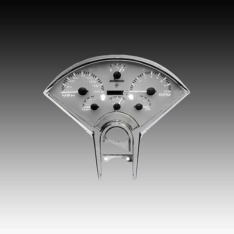 1955-1956 Chevy Bel Air Analog Gauge Cluster Replacement, White Faceplate, GPS Speed, Water & Oil Press Sending Units Included (Purple)