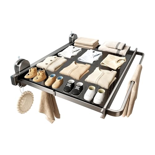 Tendedero Plegable Con Ventosa, Tendedero Pared En Aluminio, Almacenamiento Invisible, Estable Y No Se Cae, Reutilizable, Para Interior, Exterior, Balcón, Perchero Retráctil Montado En La Pared(44cm/1