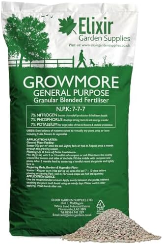 Elixir Gardens Growmore 7-7-7 Fertiliser 20kg Bag