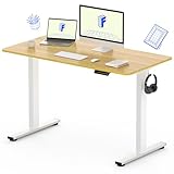 FLEXISPOT Standing Desk 48 x 24 Inches Height Adjustable Desk Whole-Piece Desktop Electric Stand up Desk Home Office Table for Computer Laptop (White Frame + 48 in Maple Desktop)