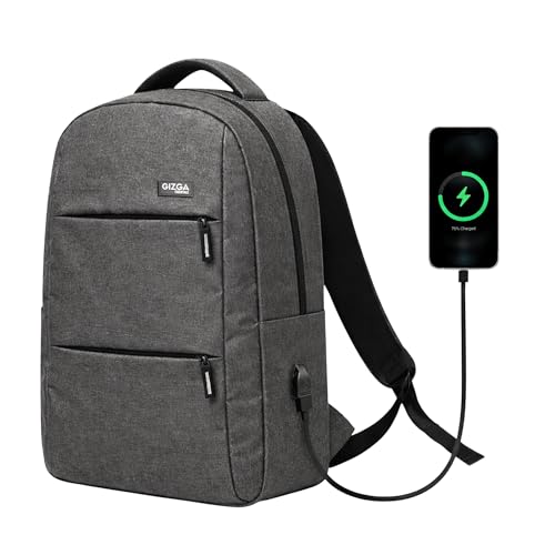 Image of Gizga Essentials Laptop Backpack for Up to 16 Inch Laptops| USB Charging Port, Water Resistant, Breathable Shoulder Straps, Spacious Interior, Bottle Pocket| Travel Bag for Office, School & College