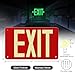 Photoluminescent Aluminum Exit Sign Red Glow in The Dark, 12x7 In Self-Adhesive Backing Emergency Exit Sign Sticker with Removable Arrows, Non-Electrical for 50 Feet Visibility (1 Pack)