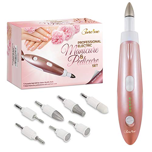 Corded Electric Nail Drill Set (File, Buffer, Polisher with 7 bits) Professional Manicure & Pedicure Kit for Home Nail Salon-Best Nail Care Tools for Acrylic, Gel Fingernails or Toenails