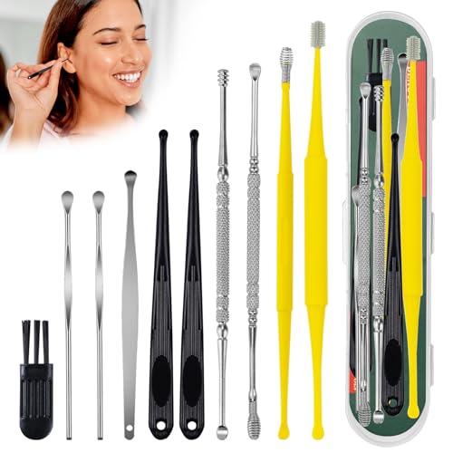Ohrenreiniger Edelstahl Set, 10 Stück Ohrenschmalz Entferner, Ear Cleaning Ohr Schmalz Reiniger Werkzeug, Sichere Spirale Ear Cleaner Ohren Reinigung Werkzeug für Kinder Erwachsene