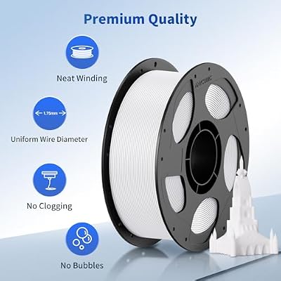 ANYCUBIC PLA Filament 1.75mm Bundle, 3D Printer PLA Filament 1.75mm Dimensional Accuracy +/- 0.02mm, 1KG Reusable Spool (2.2 lbs), 2KG Black+White