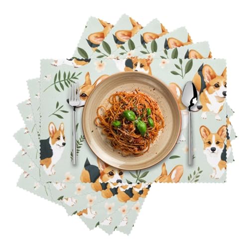 Set de table antidérapant Corgi résistant pour protéger la table des taches