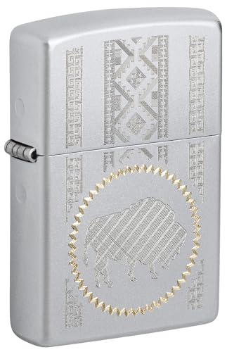 Encendedor Zippo con diseño grabado Buffalo Satin Chrome miniatura 1