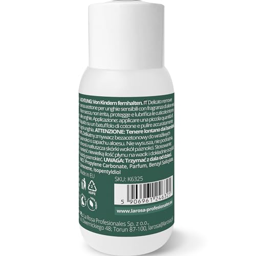 LaRosa BEZACETONOWY Zmywacz do Paznokci SENSITIVE 150ml z ALOE VERA do delikatnego, ale skutecznego usuwania lakieru - idealny do łamliwychi wrażliwych paznokci