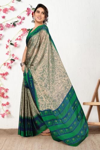 Image of MIRCHI FASHION Saree for Woman Chiffon Leaf Printed | Lightweight Daily Wear Comfortable Women's Sari with Blouse Piece (Available in 30 Styles)