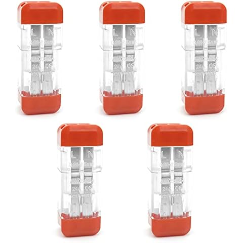 5 Pcs 2 pins Wire Connectors Wire 10-24AWG Terminal Connectors 0.5-2.5mm² Cable Connectors Snap-in Construction for Connecting Quick Connector Wire Terminals Cover