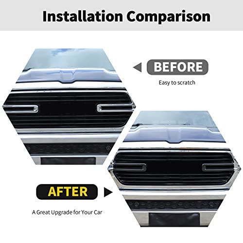 Image of Carbon Fiber Front Grille Inserts Trim Cover Grill U Bar Cover Frame Decoration Exterior Accessories for Dodge RAM 2018 2019 2020 2021 2022