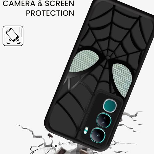 Image of Stylish Spider Back Case Cover Compatible for Vivo Y300 | Spidey Face Mask Case | Soft Silicone | Camera & Full Body Protection | Shock Proof | (Black, Y300)