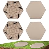 Piedras de jardín – 4 piezas – Piedras de de resina | pisada al aire libre con inserciones molidas, formas geométricas rústicas