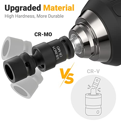 Father's Day Gifts From Daughter Son For Dad, Impact Swivel Socket Set Gadgets Tools For Men, Wobble Universal Joint Sockets Extension, Cr-Mo 1/4" 3/8" 1/2" Flexible Drill Driver Adapter Sockets #TOP4