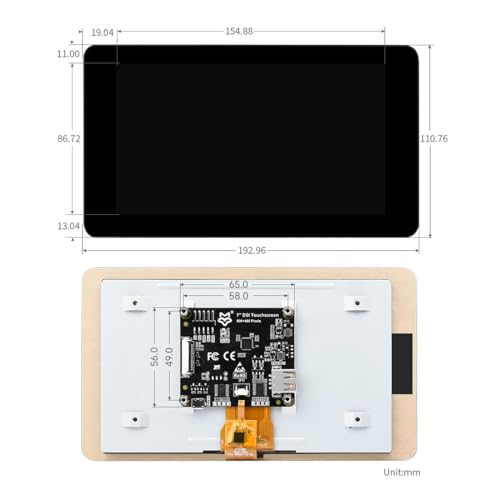 Image of KLAYERS LUCKFOX DSI Display for Pi 5 /4B /CM4 /CM3 Support 3D Printing, Capacitive Touch 800x480, Toughened Glass LCD Panel for Raspberry Pi 5