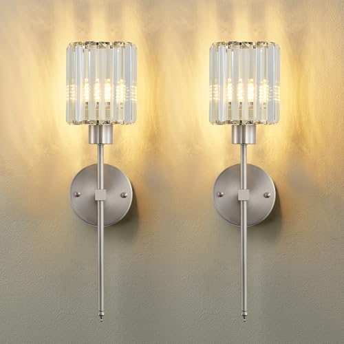 Image of KARTOOSH Hardwired Crystal Wall Sconces Set of 2