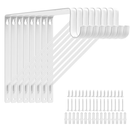 8 Pack Closet Shelf Rod Brackets, 11x11in Closet Brackets, White