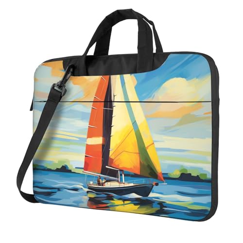Housse ordinateur portable antichoc sacoche PC bandoulière motif bateau coloré