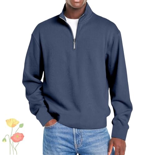 Men's Quarter Zip Sweaters,Slim Fit Long Sleeve Pullover Sweater,Fall Winter Knit Pullovers,Classic and Versatile