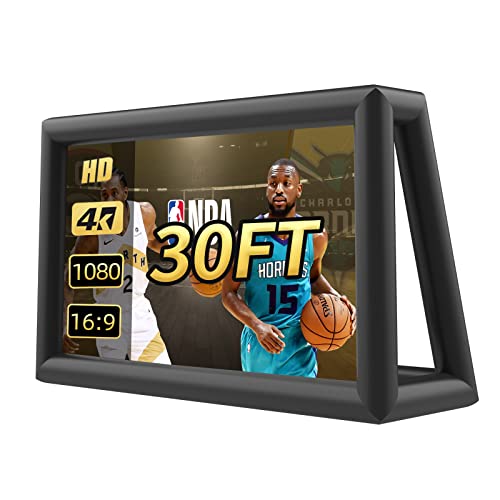 Image of Inflatable Screen Outdoor 30ft with Air Blower, Extra Large Blow Up Projector Screen for Outside Movie Nights Home Theater Backyards Pool BBQ Party Fun, Supports Front and Rear Projection